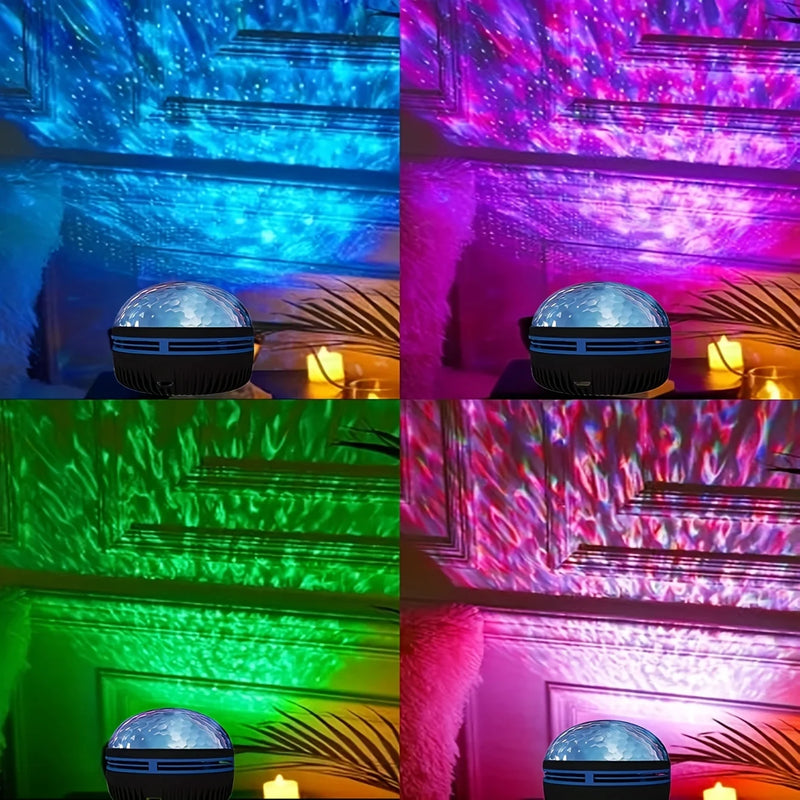Projetor de Estrelas, Projetor Galáxia, Projetor de Ondas Oceânicas com Luz Noturna Decorativa para Quarto e Decoração de Ambiente, com 7 Padrões de Cores
