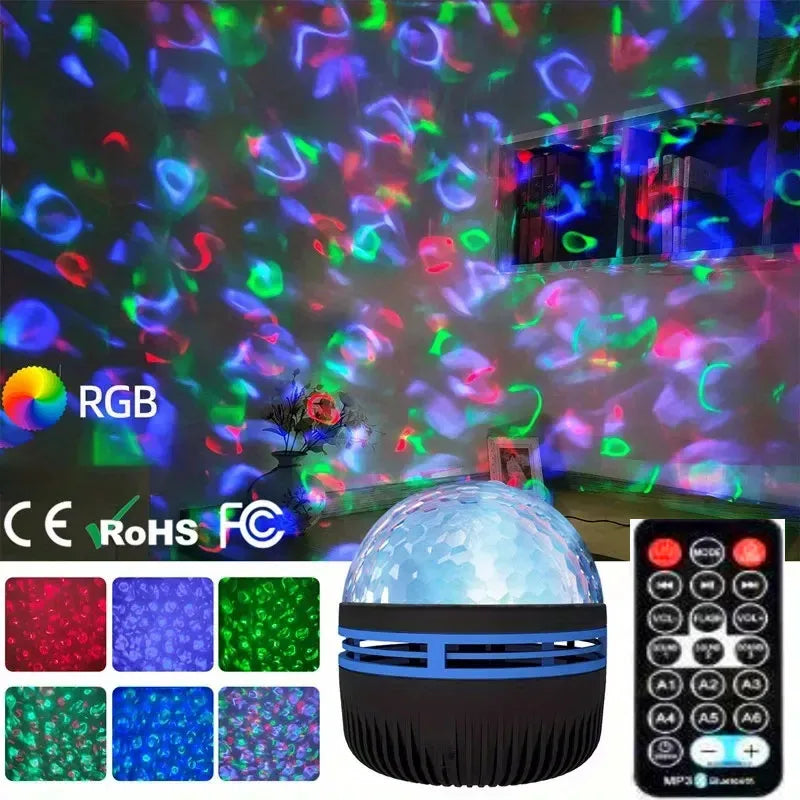 Projetor de Estrelas, Projetor Galáxia, Projetor de Ondas Oceânicas com Luz Noturna Decorativa para Quarto e Decoração de Ambiente, com 7 Padrões de Cores
