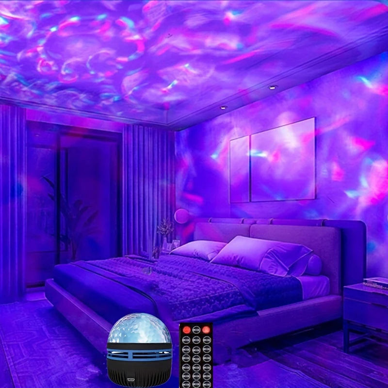 Projetor de Estrelas, Projetor Galáxia, Projetor de Ondas Oceânicas com Luz Noturna Decorativa para Quarto e Decoração de Ambiente, com 7 Padrões de Cores