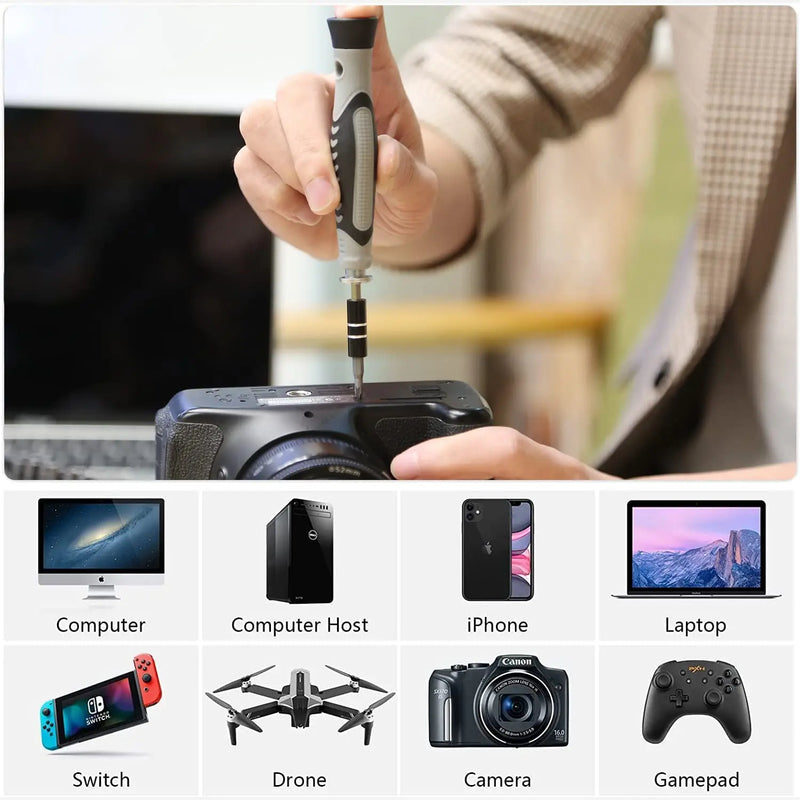 Conjunto de Chaves de Fenda Magnéticas – Kit de Bits Torx e Phillips WOZOBUY com Motor Elétrico, Chave Removedora e Ferramentas para Reparos em Celular e PC