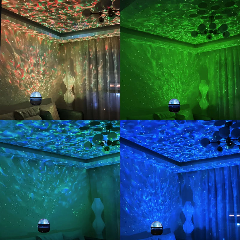 Projetor de Estrelas, Projetor Galáxia, Projetor de Ondas Oceânicas com Luz Noturna Decorativa para Quarto e Decoração de Ambiente, com 7 Padrões de Cores