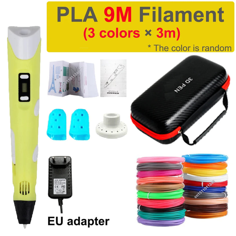 Caneta 3D Caneta de Impressão 3D para Crianças, Canetas para Desenho DIY, Filamento PLA, Presente de Aniversário ou Natal para Meninos e Meninas, Acompanha Estojo para Viagem