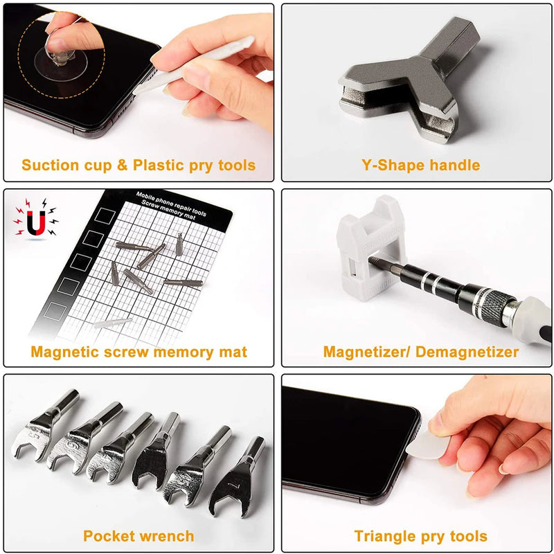 Conjunto de Chaves de Fenda Magnéticas – Kit de Bits Torx e Phillips WOZOBUY com Motor Elétrico, Chave Removedora e Ferramentas para Reparos em Celular e PC