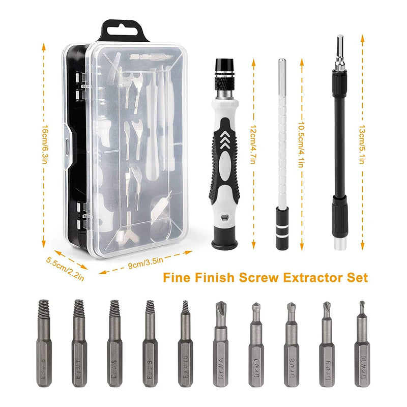Conjunto de Chaves de Fenda Magnéticas – Kit de Bits Torx e Phillips WOZOBUY com Motor Elétrico, Chave Removedora e Ferramentas para Reparos em Celular e PC