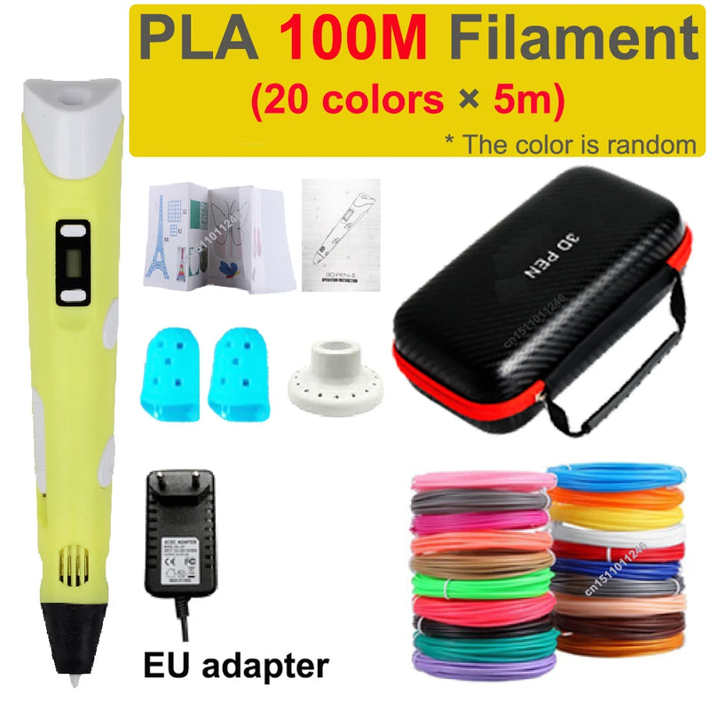 Caneta 3D Caneta de Impressão 3D para Crianças, Canetas para Desenho DIY, Filamento PLA, Presente de Aniversário ou Natal para Meninos e Meninas, Acompanha Estojo para Viagem