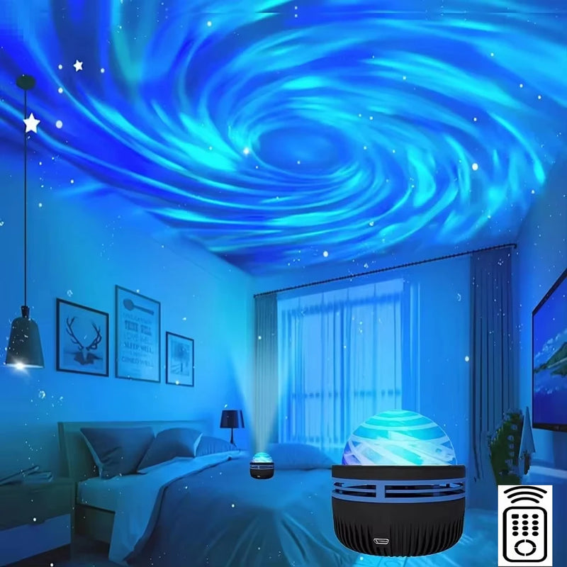 Projetor de Estrelas, Projetor Galáxia, Projetor de Ondas Oceânicas com Luz Noturna Decorativa para Quarto e Decoração de Ambiente, com 7 Padrões de Cores
