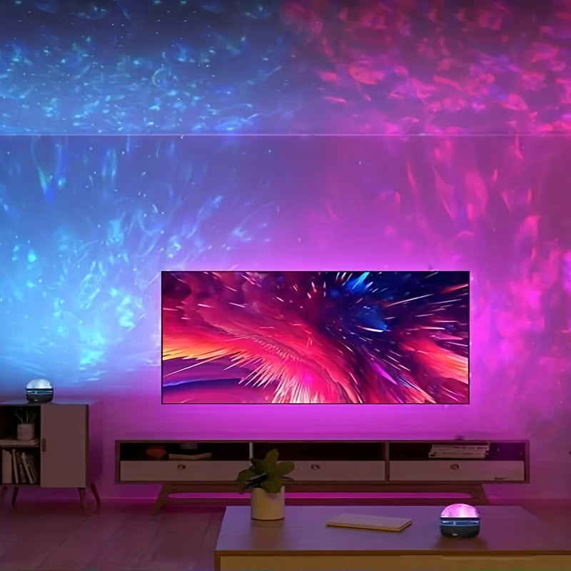 Projetor de Estrelas, Projetor Galáxia, Projetor de Ondas Oceânicas com Luz Noturna Decorativa para Quarto e Decoração de Ambiente, com 7 Padrões de Cores