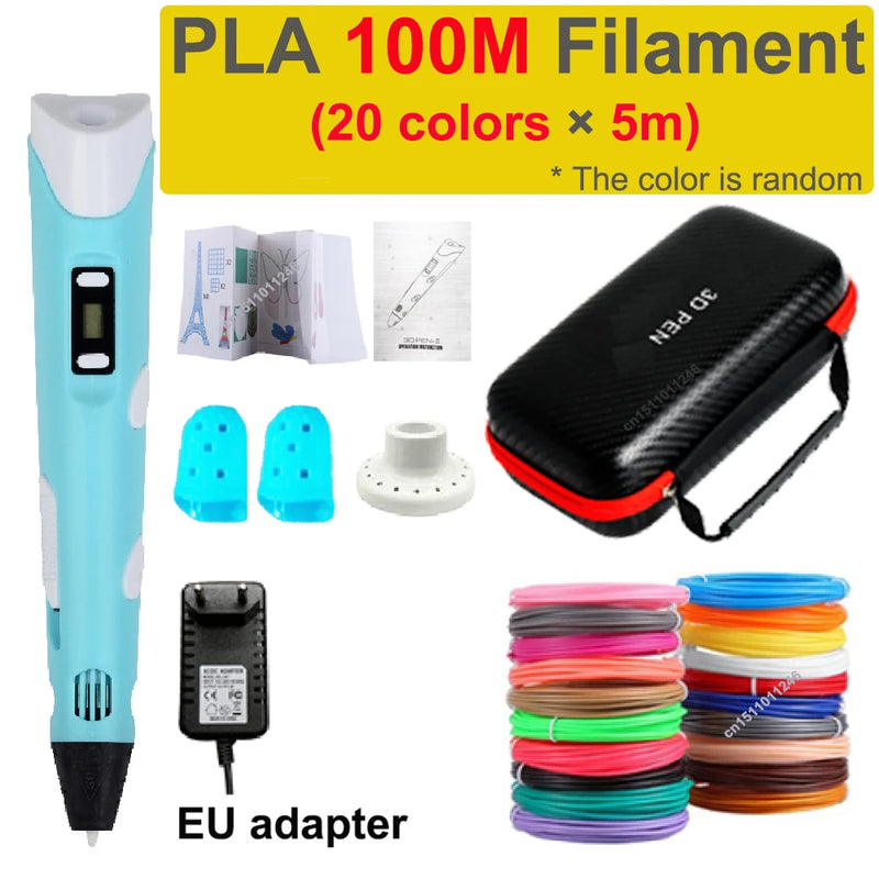 Caneta 3D Caneta de Impressão 3D para Crianças, Canetas para Desenho DIY, Filamento PLA, Presente de Aniversário ou Natal para Meninos e Meninas, Acompanha Estojo para Viagem