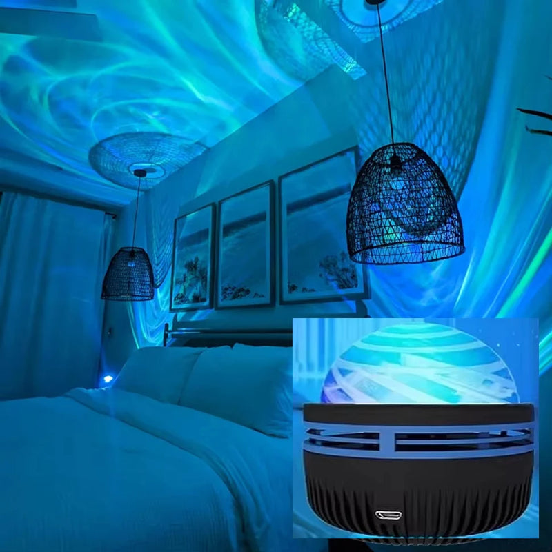 Projetor de Estrelas, Projetor Galáxia, Projetor de Ondas Oceânicas com Luz Noturna Decorativa para Quarto e Decoração de Ambiente, com 7 Padrões de Cores