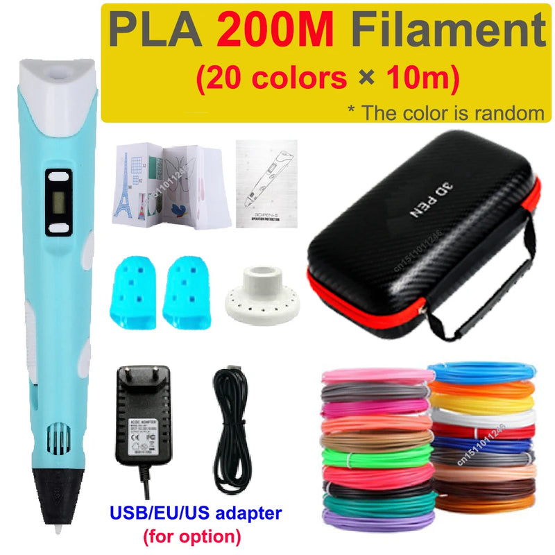 Caneta 3D Caneta de Impressão 3D para Crianças, Canetas para Desenho DIY, Filamento PLA, Presente de Aniversário ou Natal para Meninos e Meninas, Acompanha Estojo para Viagem
