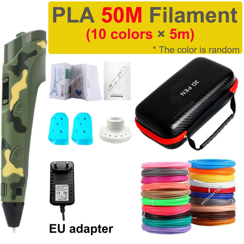 Caneta 3D Caneta de Impressão 3D para Crianças, Canetas para Desenho DIY, Filamento PLA, Presente de Aniversário ou Natal para Meninos e Meninas, Acompanha Estojo para Viagem
