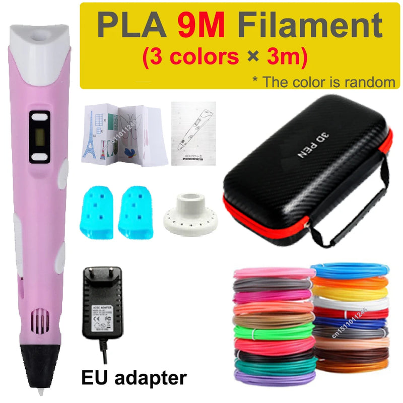 Caneta 3D Caneta de Impressão 3D para Crianças, Canetas para Desenho DIY, Filamento PLA, Presente de Aniversário ou Natal para Meninos e Meninas, Acompanha Estojo para Viagem