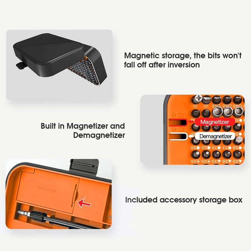 Conjunto de Chaves de Fenda Magnéticas – Kit de Bits Torx e Phillips WOZOBUY com Motor Elétrico, Chave Removedora e Ferramentas para Reparos em Celular e PC