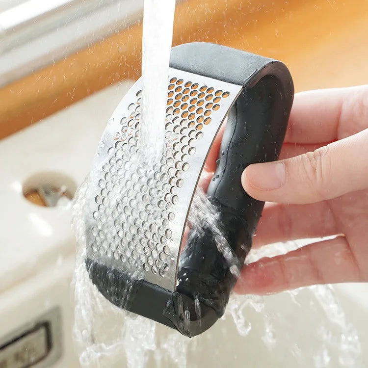Prensa de Alho em Aço Inox – Triturador Manual, Picador de Alho, Ferramenta para Fatiar Alho, Utensílio de Frutas e Legumes, Acessório de Cozinha, Gadget