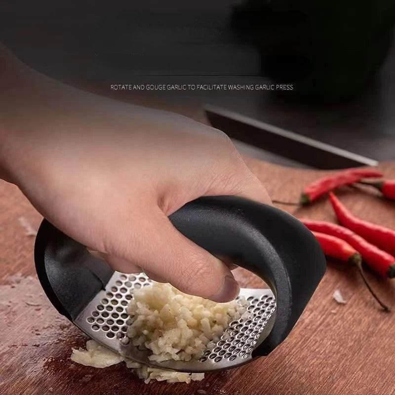 Prensa de Alho em Aço Inox – Triturador Manual, Picador de Alho, Ferramenta para Fatiar Alho, Utensílio de Frutas e Legumes, Acessório de Cozinha, Gadget