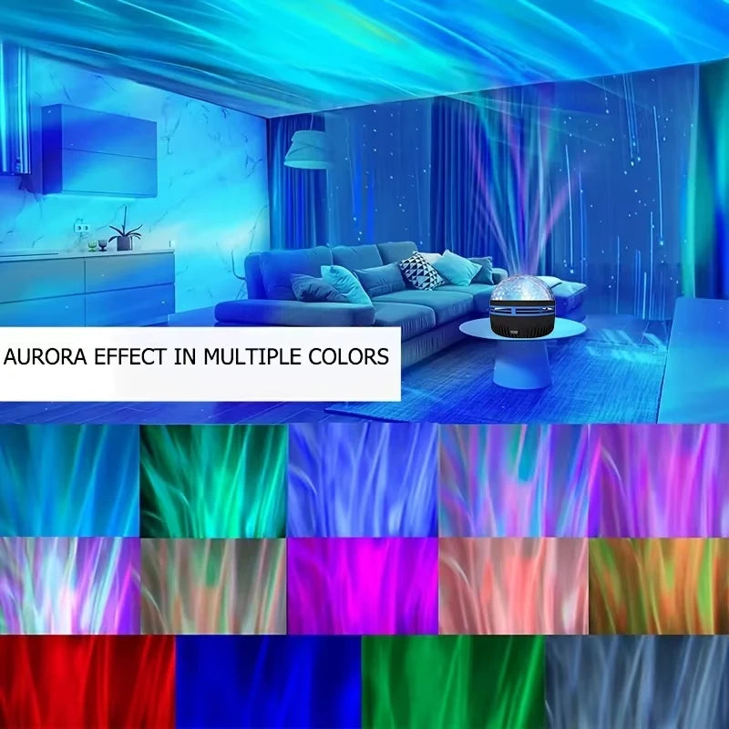 Projetor de Estrelas, Projetor Galáxia, Projetor de Ondas Oceânicas com Luz Noturna Decorativa para Quarto e Decoração de Ambiente, com 7 Padrões de Cores