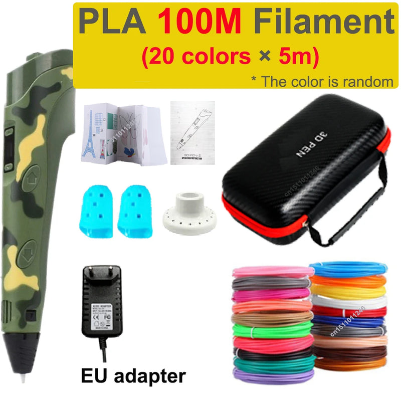 Caneta 3D Caneta de Impressão 3D para Crianças, Canetas para Desenho DIY, Filamento PLA, Presente de Aniversário ou Natal para Meninos e Meninas, Acompanha Estojo para Viagem