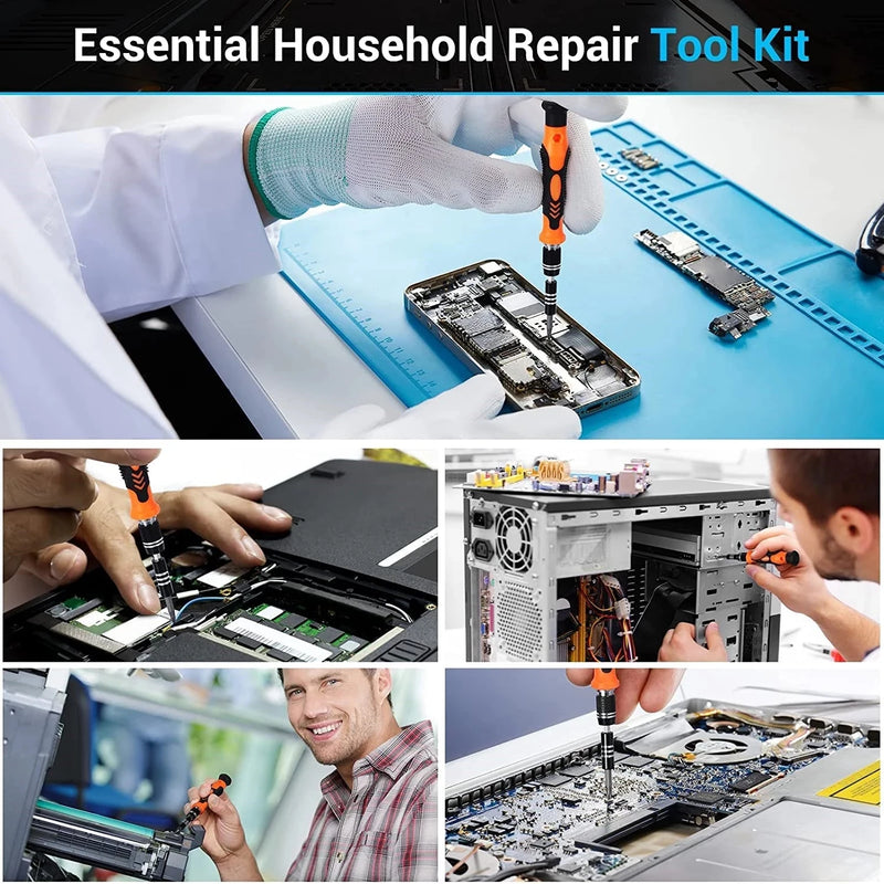 Conjunto de Chaves de Fenda Magnéticas – Kit de Bits Torx e Phillips WOZOBUY com Motor Elétrico, Chave Removedora e Ferramentas para Reparos em Celular e PC