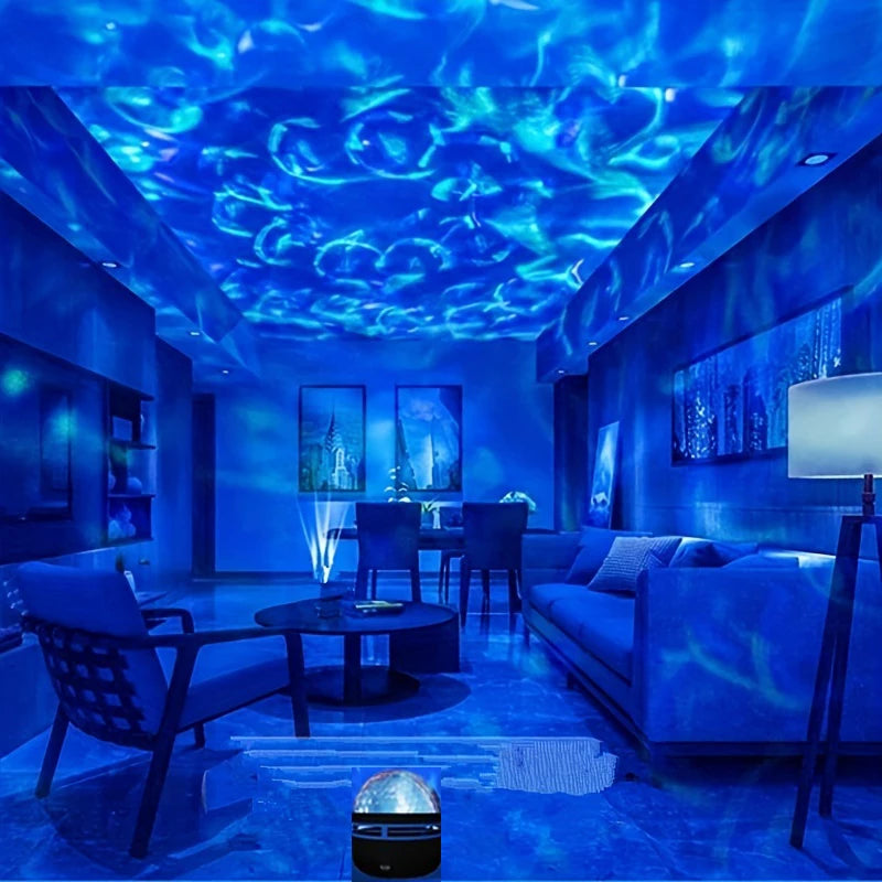 Projetor de Estrelas, Projetor Galáxia, Projetor de Ondas Oceânicas com Luz Noturna Decorativa para Quarto e Decoração de Ambiente, com 7 Padrões de Cores