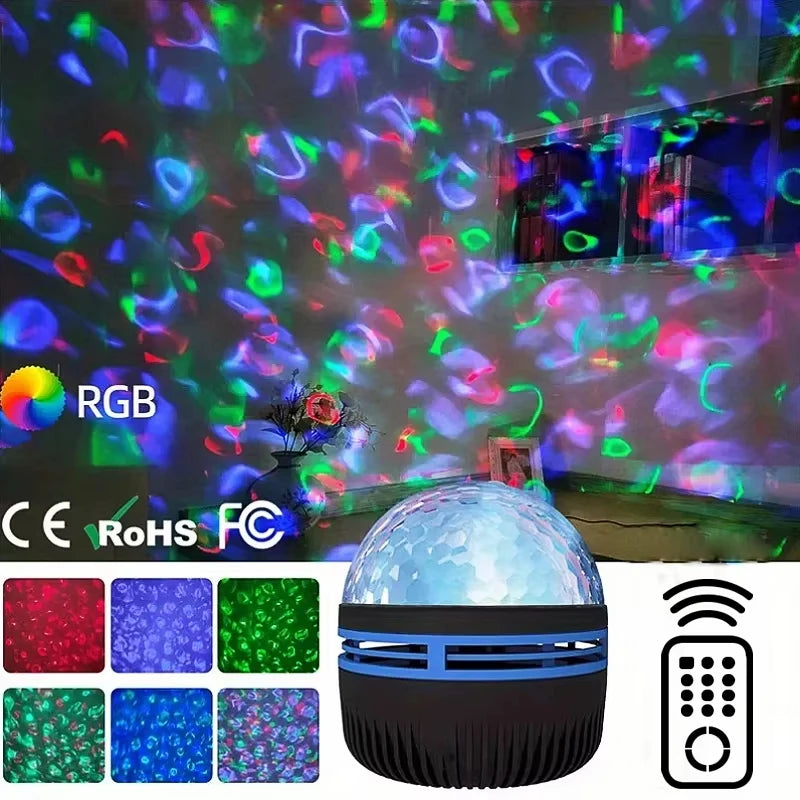 Projetor de Estrelas, Projetor Galáxia, Projetor de Ondas Oceânicas com Luz Noturna Decorativa para Quarto e Decoração de Ambiente, com 7 Padrões de Cores