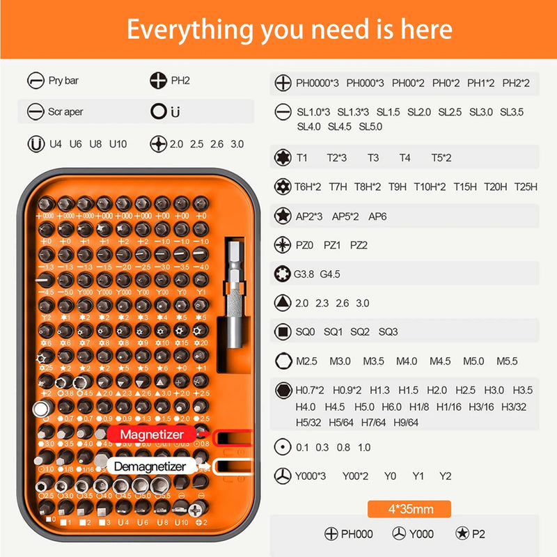Conjunto de Chaves de Fenda Magnéticas – Kit de Bits Torx e Phillips WOZOBUY com Motor Elétrico, Chave Removedora e Ferramentas para Reparos em Celular e PC