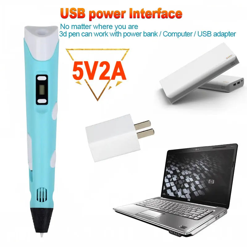 Caneta 3D Caneta de Impressão 3D para Crianças, Canetas para Desenho DIY, Filamento PLA, Presente de Aniversário ou Natal para Meninos e Meninas, Acompanha Estojo para Viagem