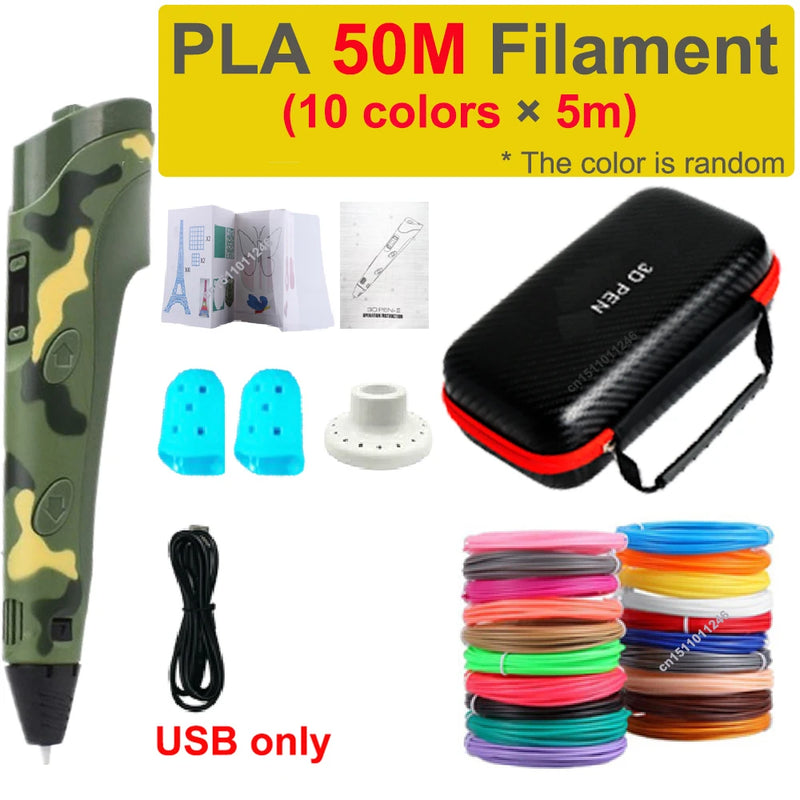 Caneta 3D Caneta de Impressão 3D para Crianças, Canetas para Desenho DIY, Filamento PLA, Presente de Aniversário ou Natal para Meninos e Meninas, Acompanha Estojo para Viagem