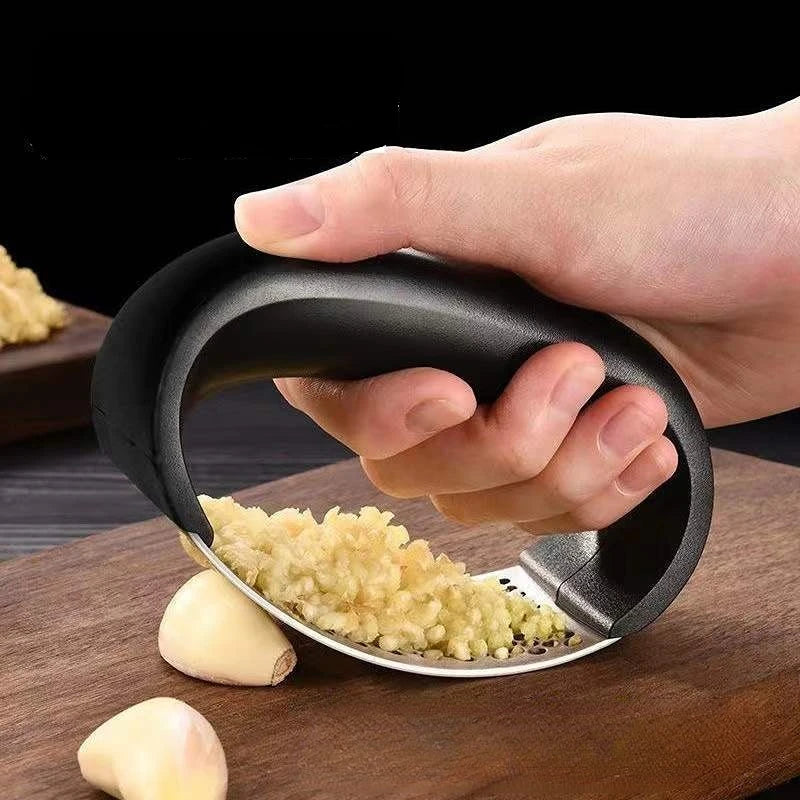 Prensa de Alho em Aço Inox – Triturador Manual, Picador de Alho, Ferramenta para Fatiar Alho, Utensílio de Frutas e Legumes, Acessório de Cozinha, Gadget