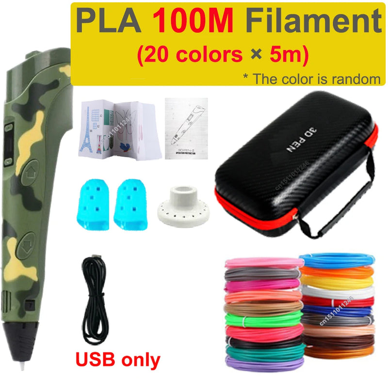 Caneta 3D Caneta de Impressão 3D para Crianças, Canetas para Desenho DIY, Filamento PLA, Presente de Aniversário ou Natal para Meninos e Meninas, Acompanha Estojo para Viagem