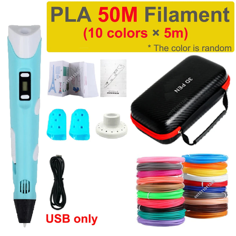 Caneta 3D Caneta de Impressão 3D para Crianças, Canetas para Desenho DIY, Filamento PLA, Presente de Aniversário ou Natal para Meninos e Meninas, Acompanha Estojo para Viagem